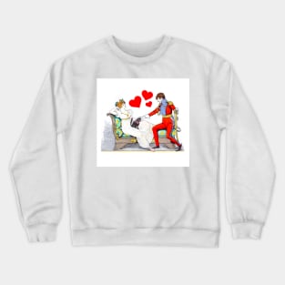 Valentine couple and cat Crewneck Sweatshirt